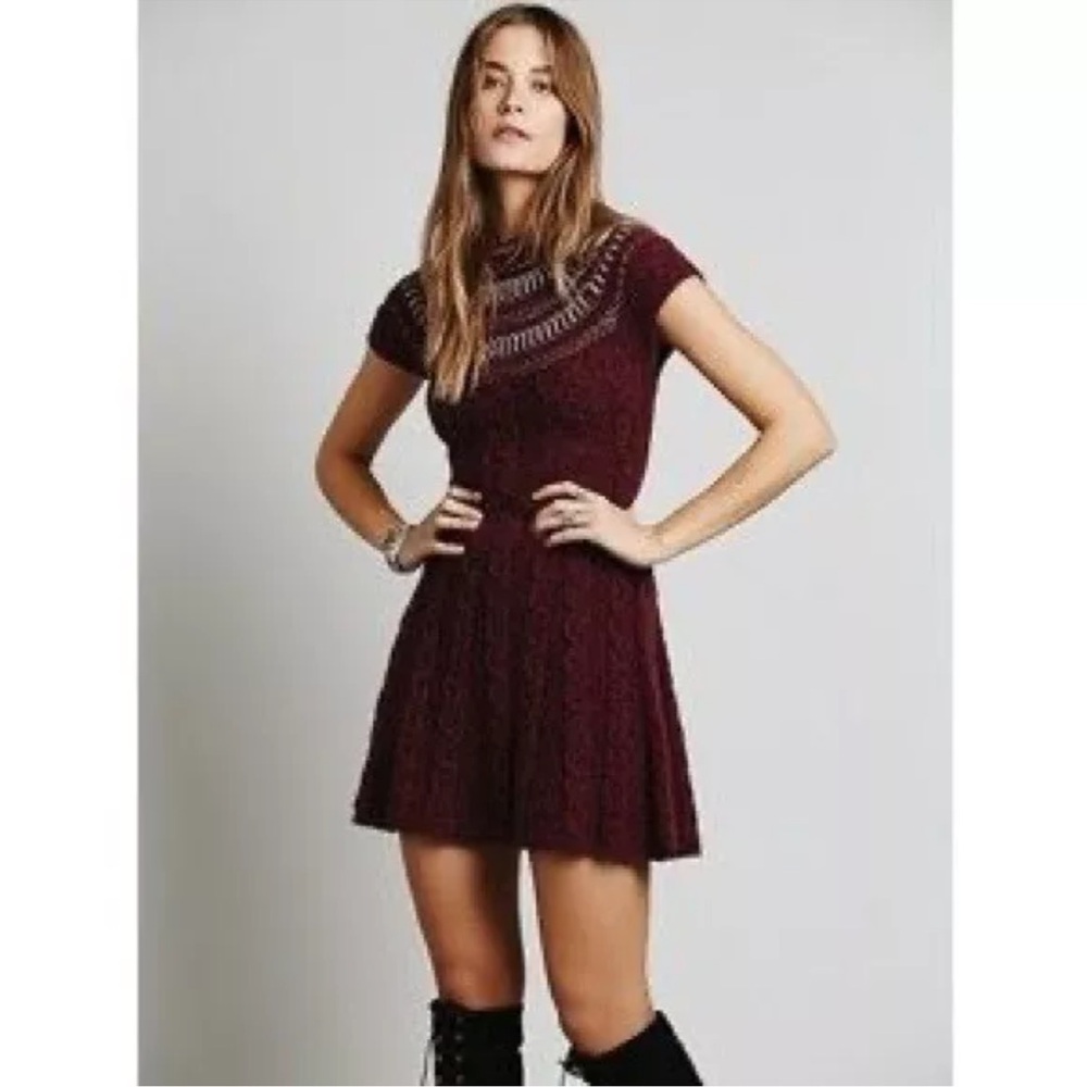 Free People Nordic Nights Knit Sweater Dress XS
